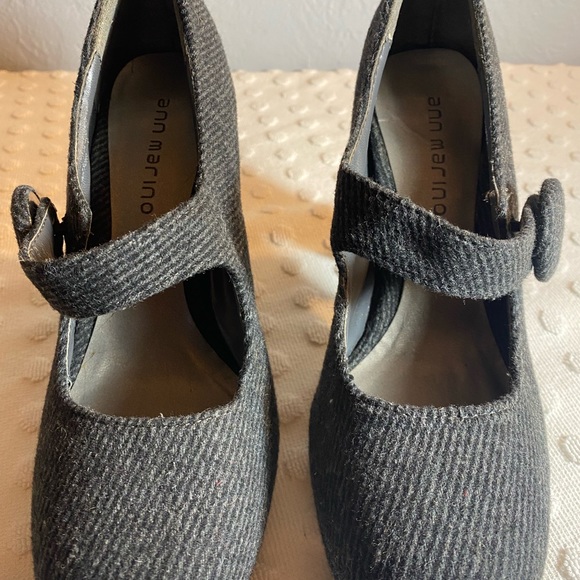 ANN MERINO Grey Herringbone Mary Jane with Button Detail - Picture 3 of 16